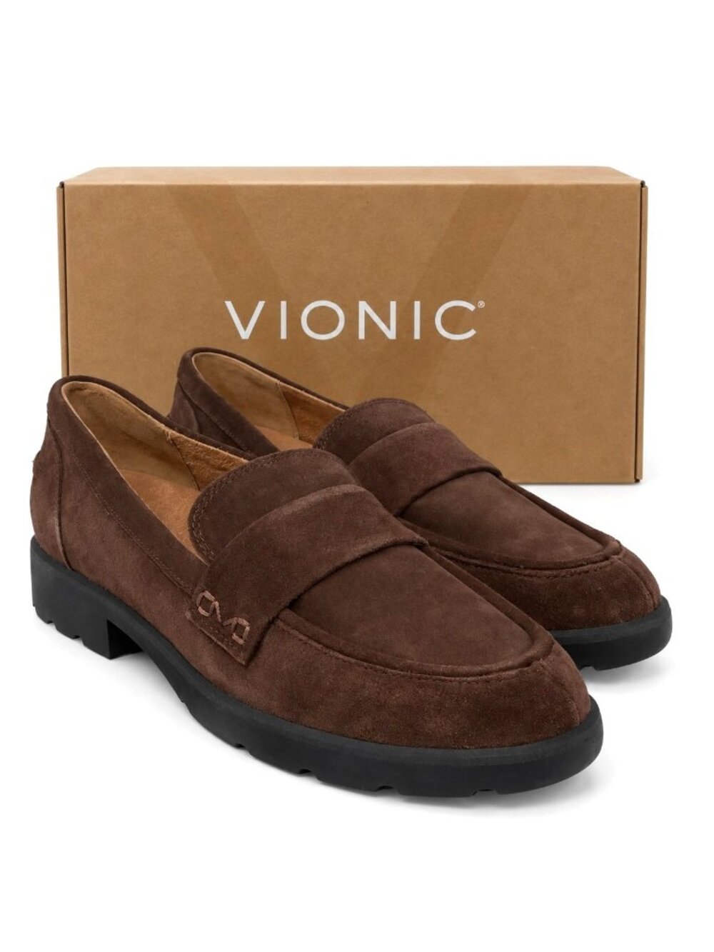 Vionic Cleo Loafers Womens 8 M Coffee Brown Suede Arch Support Slip On Comfort - Picture 2 of 9